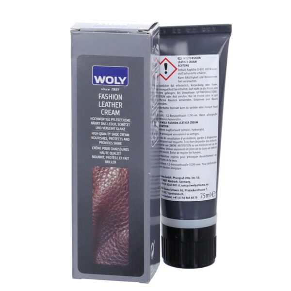 Crema lucidante e nutriente Woly Fashion Leather Cream colore testa di moro per pelle liscia